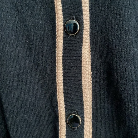 NWOT talbots black stripe-trim tie neck cardigan US MP - Picture 4 of 9